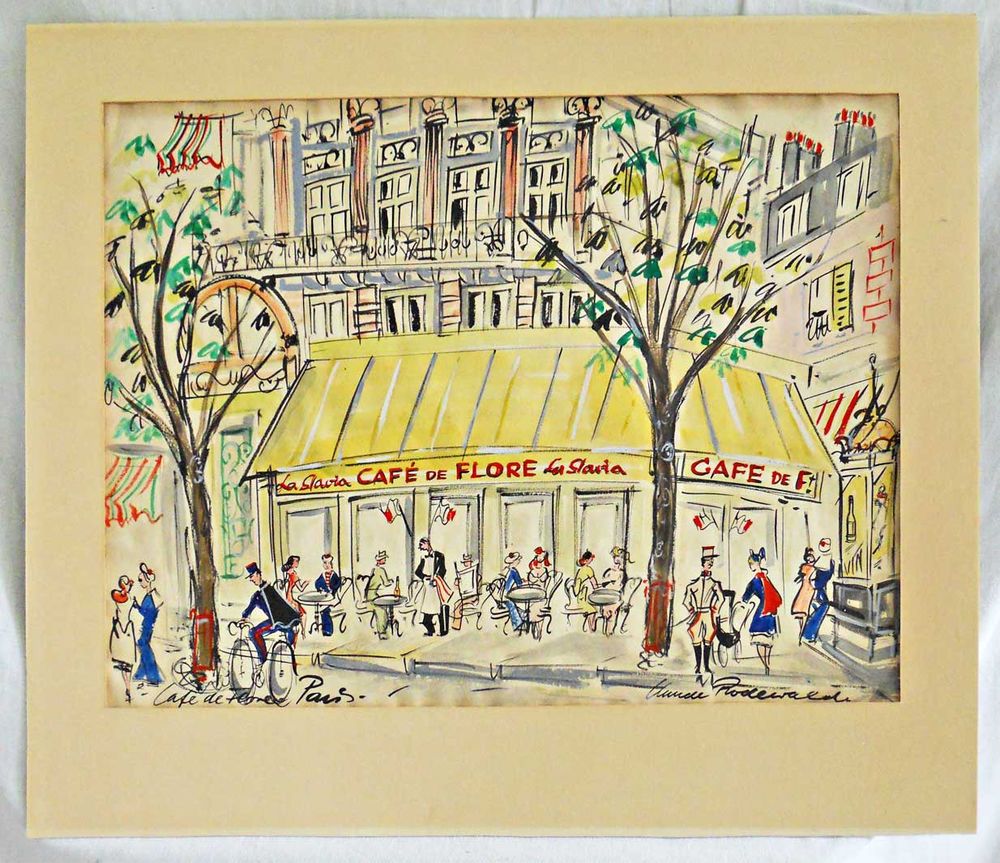 1000x863 Vintage Watercolor Original Art Painting Paris Claude Rodewald - Vintage Watercolor Paintings