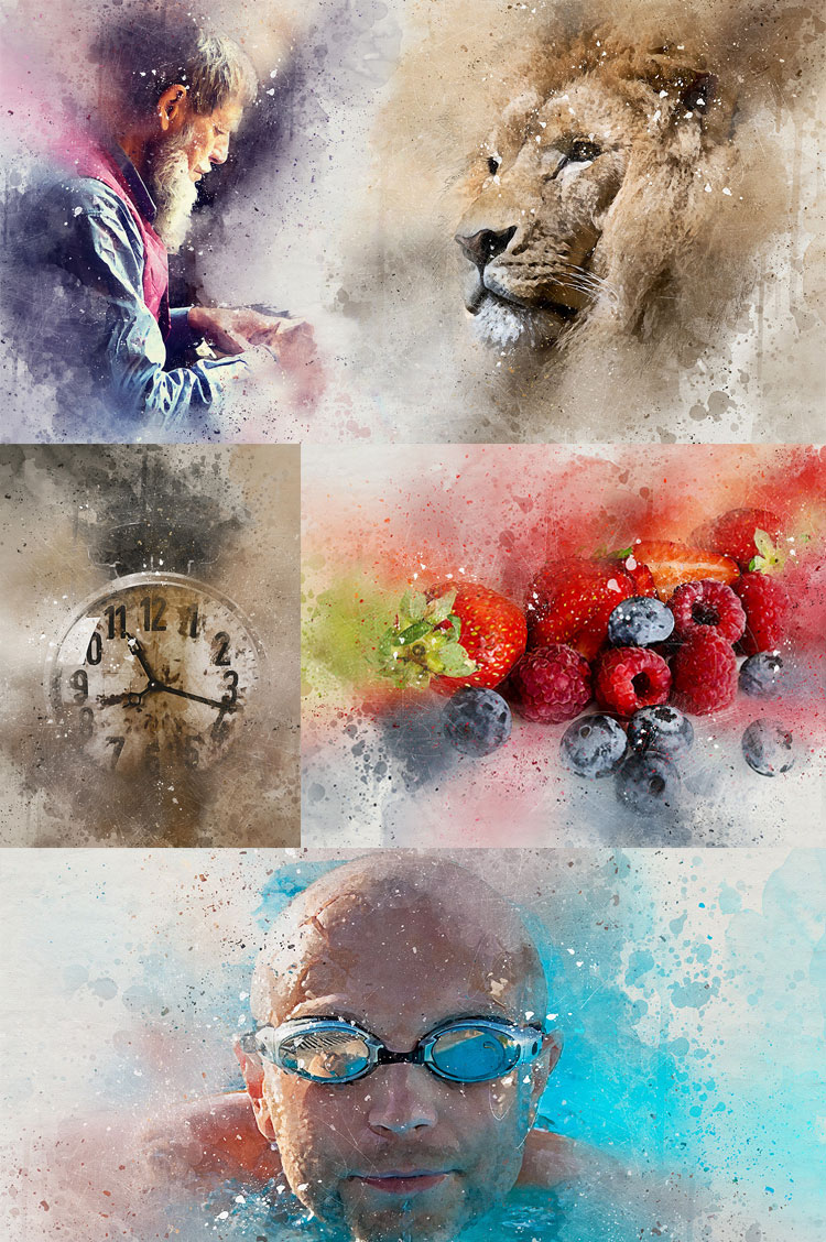 750x1128 7 Watercolor Artistic Photoshop Actions - Vintage Watercolor Paintings