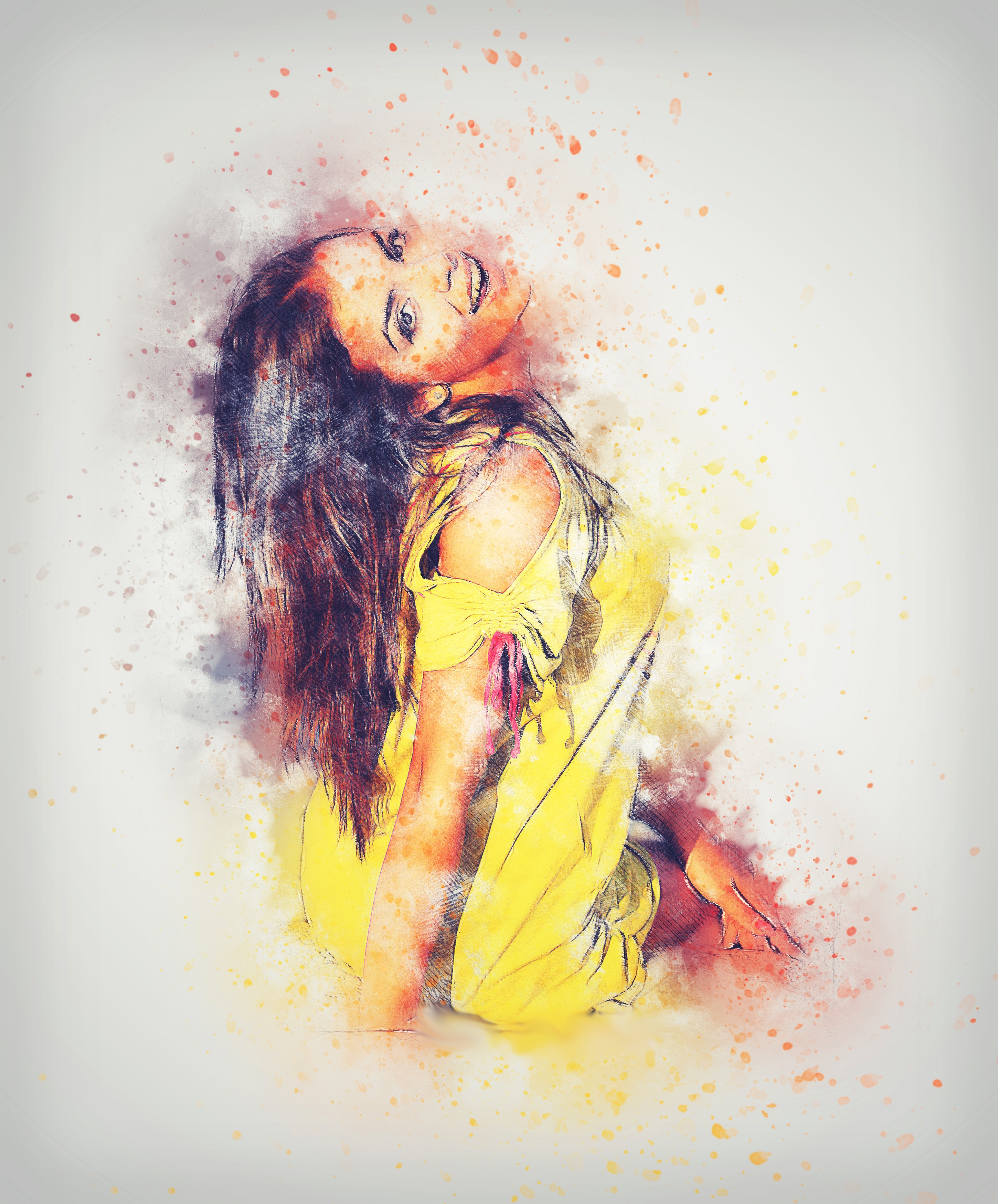 2900x3500 Modern Art Watercolor Paintings Free Images Abstract, Girl, Woman - Vintage Watercolor Paintings