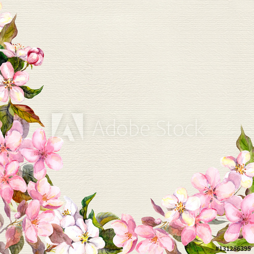 500x500 Pink Flowers - Vintage Watercolor Paper