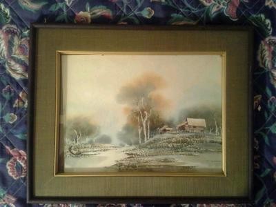 400x300 Vintage Watercolor On Paper Landscape Signed T. Supsirikool Listed - Vintage Watercolor Paper