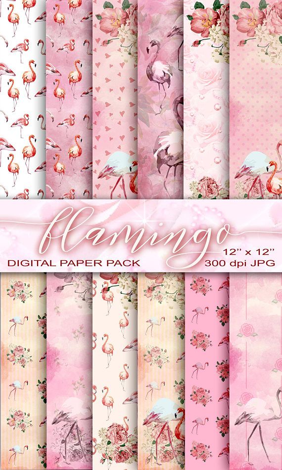 570x950 Watercolor Flamingo Digital Paper Watercolor Vintage Roses - Vintage Watercolor Paper