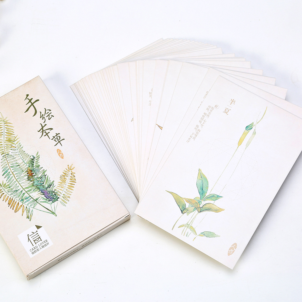 1000x1000 30pcspack Vintage Watercolor Drawing Plant Postcards Gfit Card - Vintage Watercolor Paper