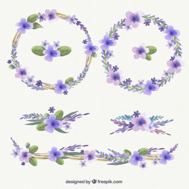 626x626 Watercolor Purple Wreaths Vector Free Download - Violet Flower Watercolor