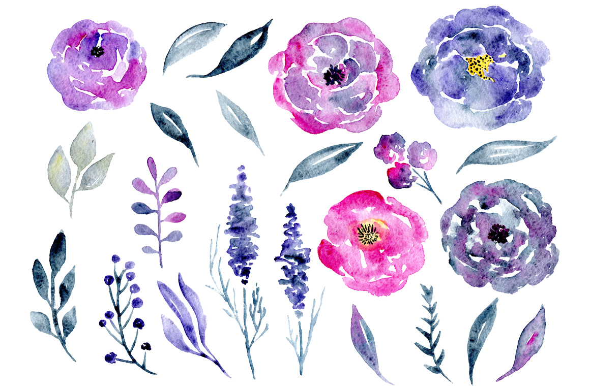 1160x772 Watercolor Violet And Purple Flowers Png By Watercolorflowers - Violet Flower Watercolor