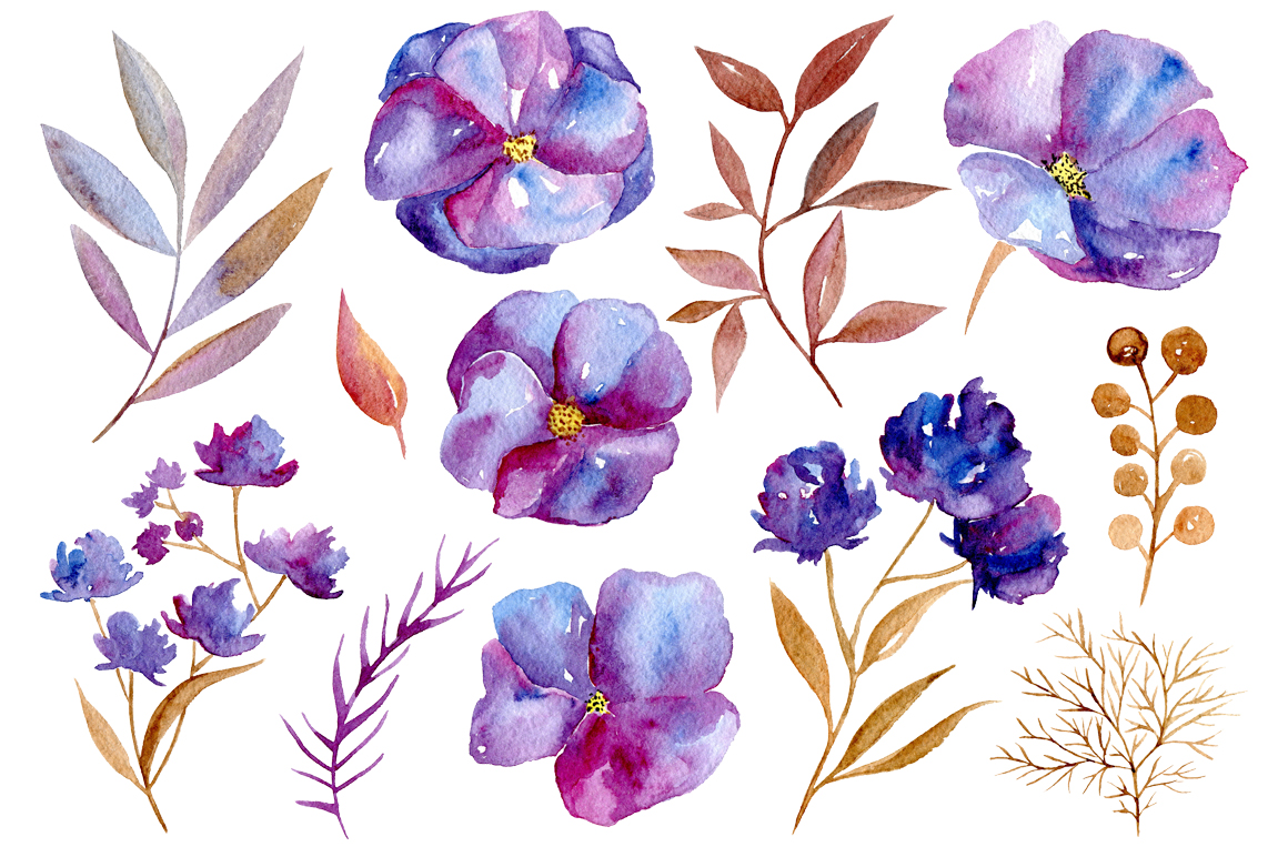 1160x772 Watercolor Violet Flowers, 32 Png - Violet Flower Watercolor