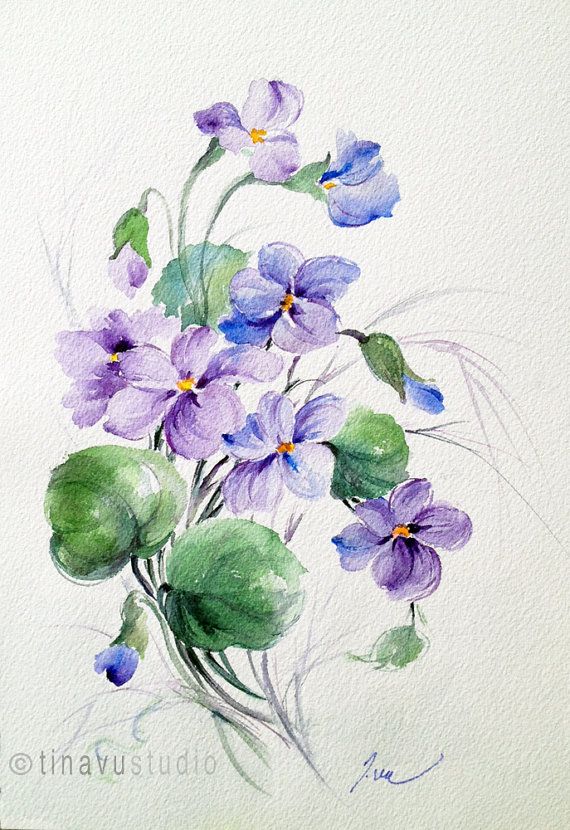 570x830 Wild Violet Flowers. Violet Painting. February Birthday Flower - Violet Flower Watercolor