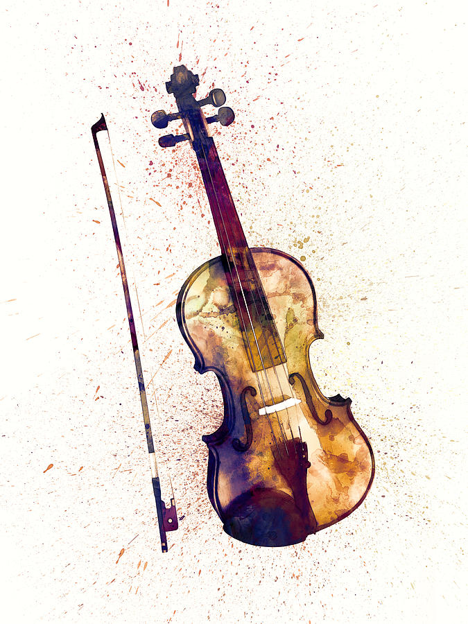 675x900 Violin Abstract Watercolor Digital Art By Michael Tompsett - Violin Watercolor