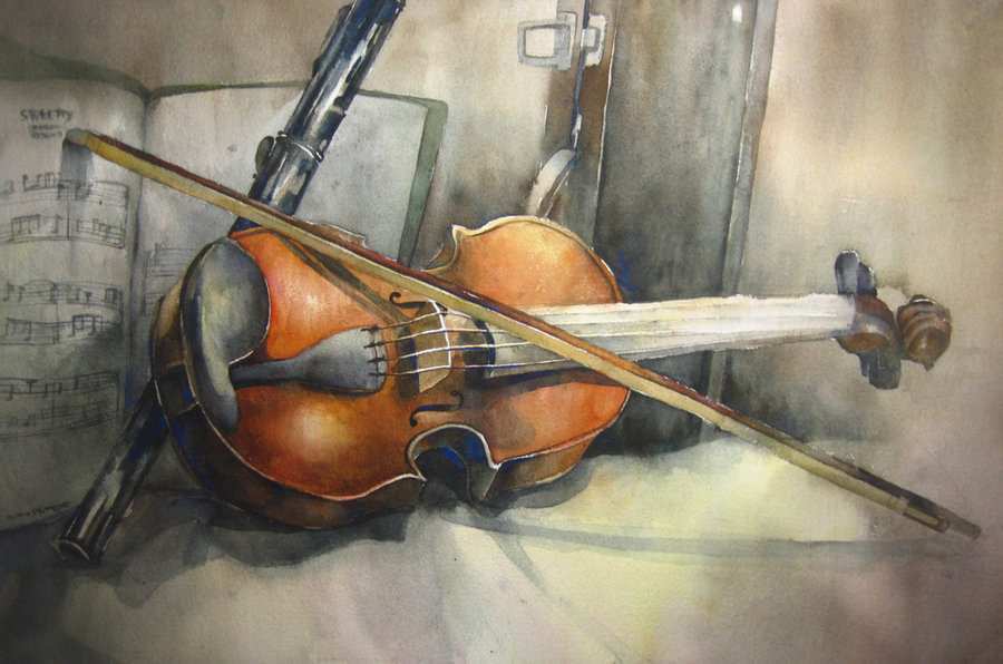 900x596 Violin Painting Best Of Watercolor Violin By Sheng120 On - Violin Watercolor