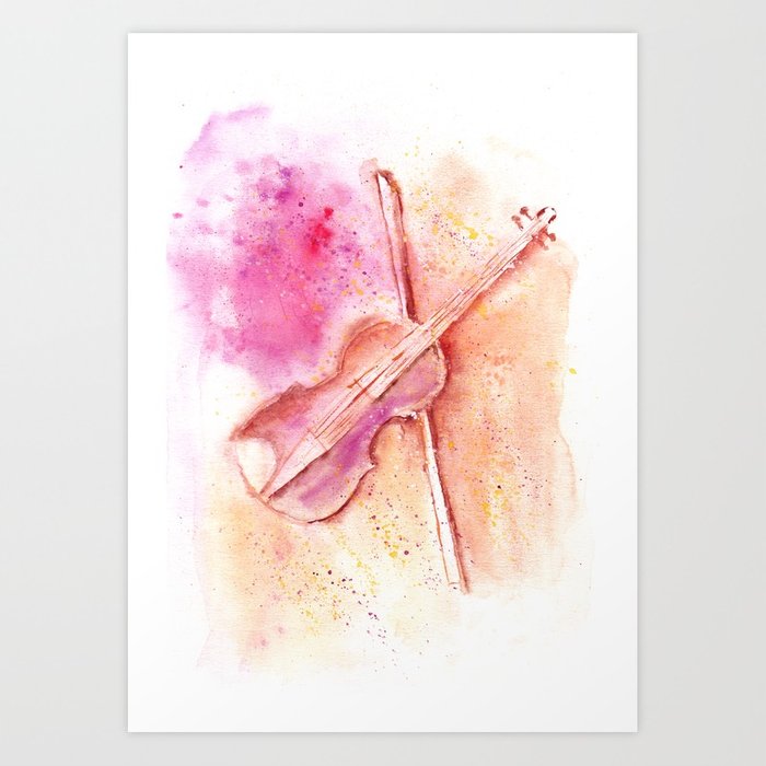 700x700 Violin Watercolor Art Print By Aquarellesdemariastore Society6 - Violin Watercolor