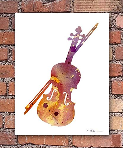 416x500 Violin Watercolor Art Print By Artist Dj Rogers - Violin Watercolor
