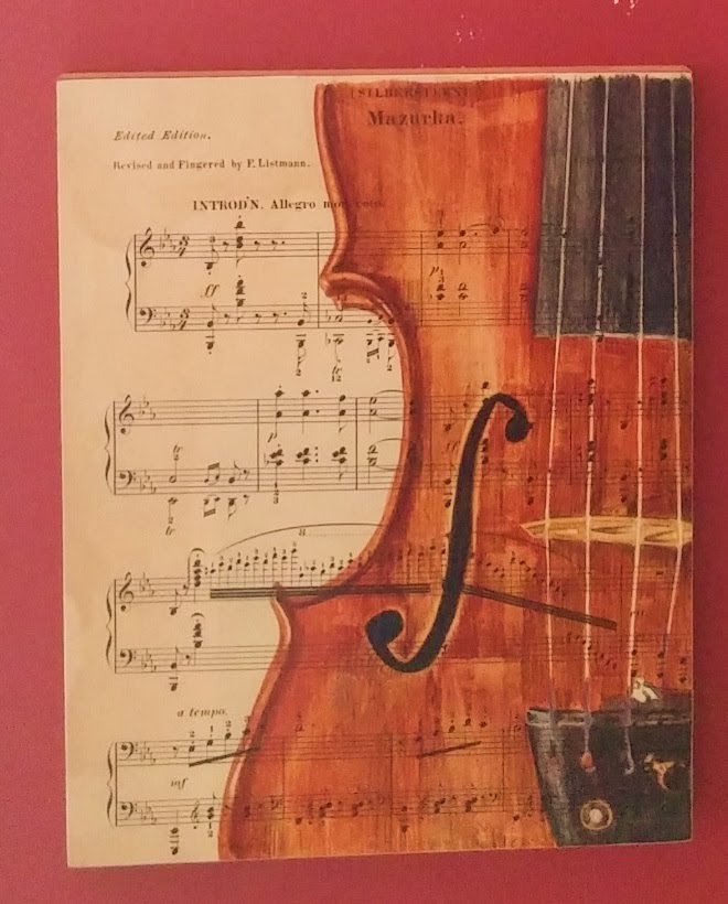 660x820 Watercolor Painting Mounted On Cradled Wood Panel - Violin Watercolor