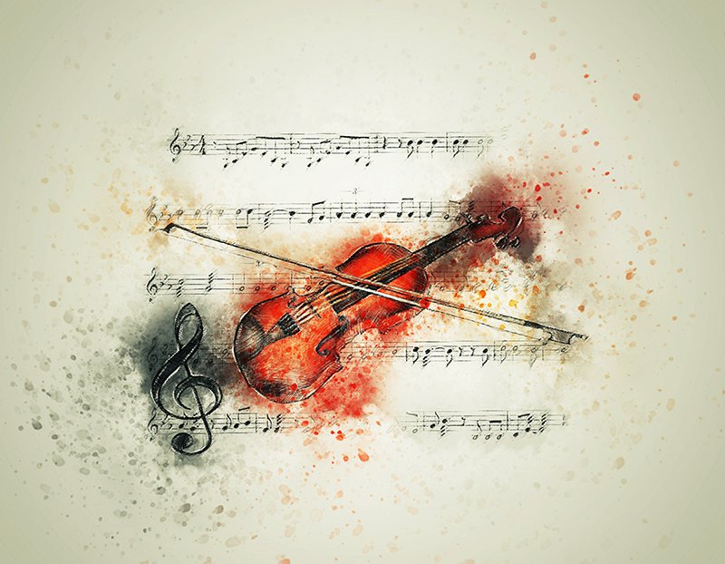 800x622 Violin Watercolor Art Print - Violin Watercolor
