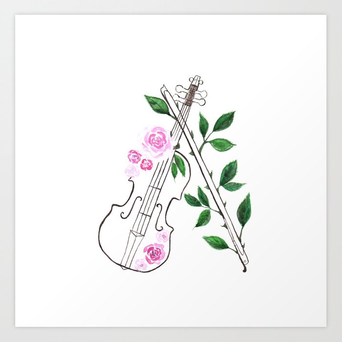 700x700 Musical Instrument, Violin Watercolor Painting Art Print By - Violin Watercolor Painting