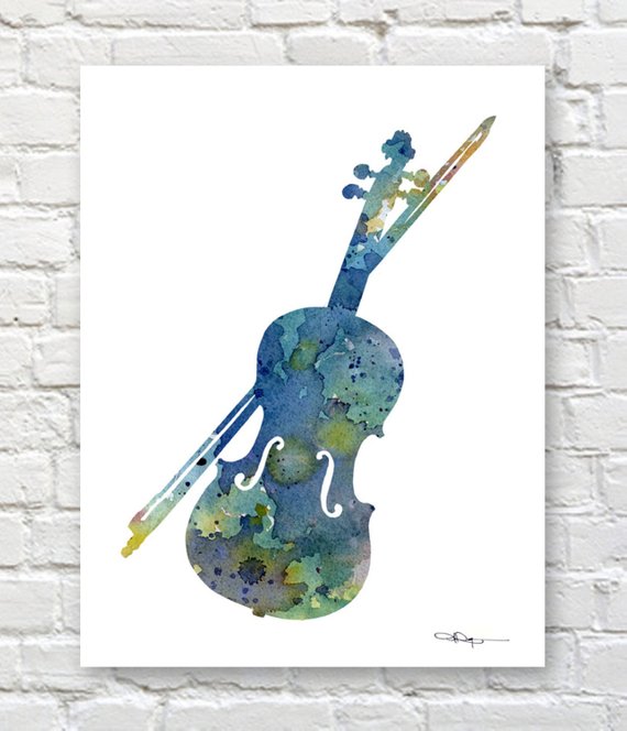 570x664 Violin Art Print Abstract Watercolor Painting Music Wall Etsy - Violin Watercolor Painting