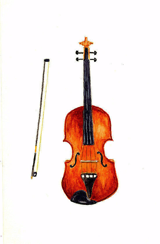 550x839 Violin Painting By Michael Vigliotti - Violin Watercolor Painting