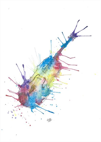 425x600 Watercolor Violin Painting Original Watercolor Art By Milena - Violin Watercolor Painting