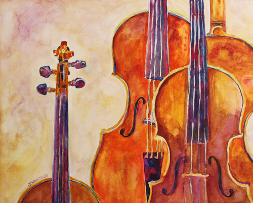 500x402 Instrument Art In The Making By Jenny Armitage - Violin Watercolor Painting