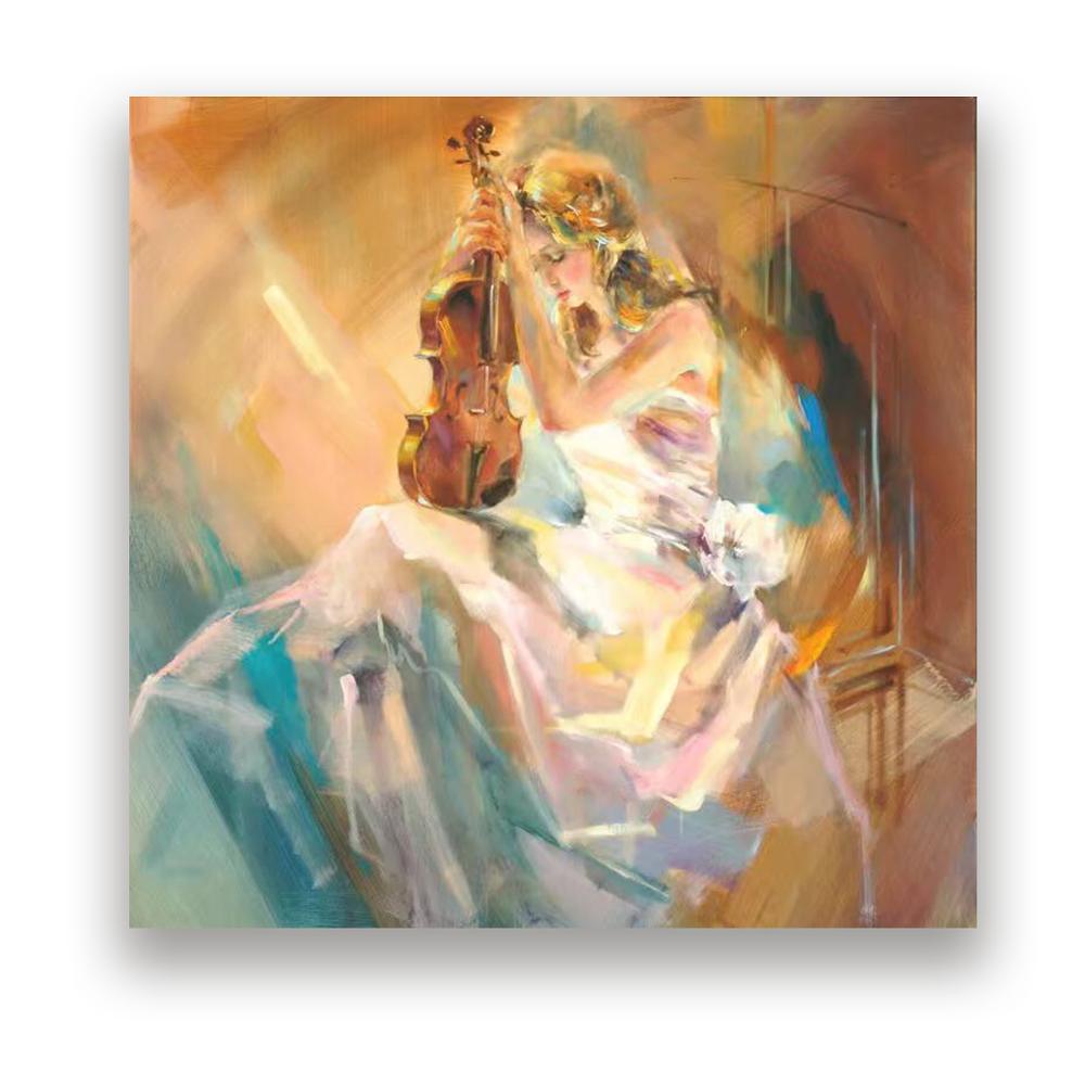 1000x1000 Hand Painted Character Oil Paintings Sexy Girl Poster Art The Girl - Violin Watercolor Painting