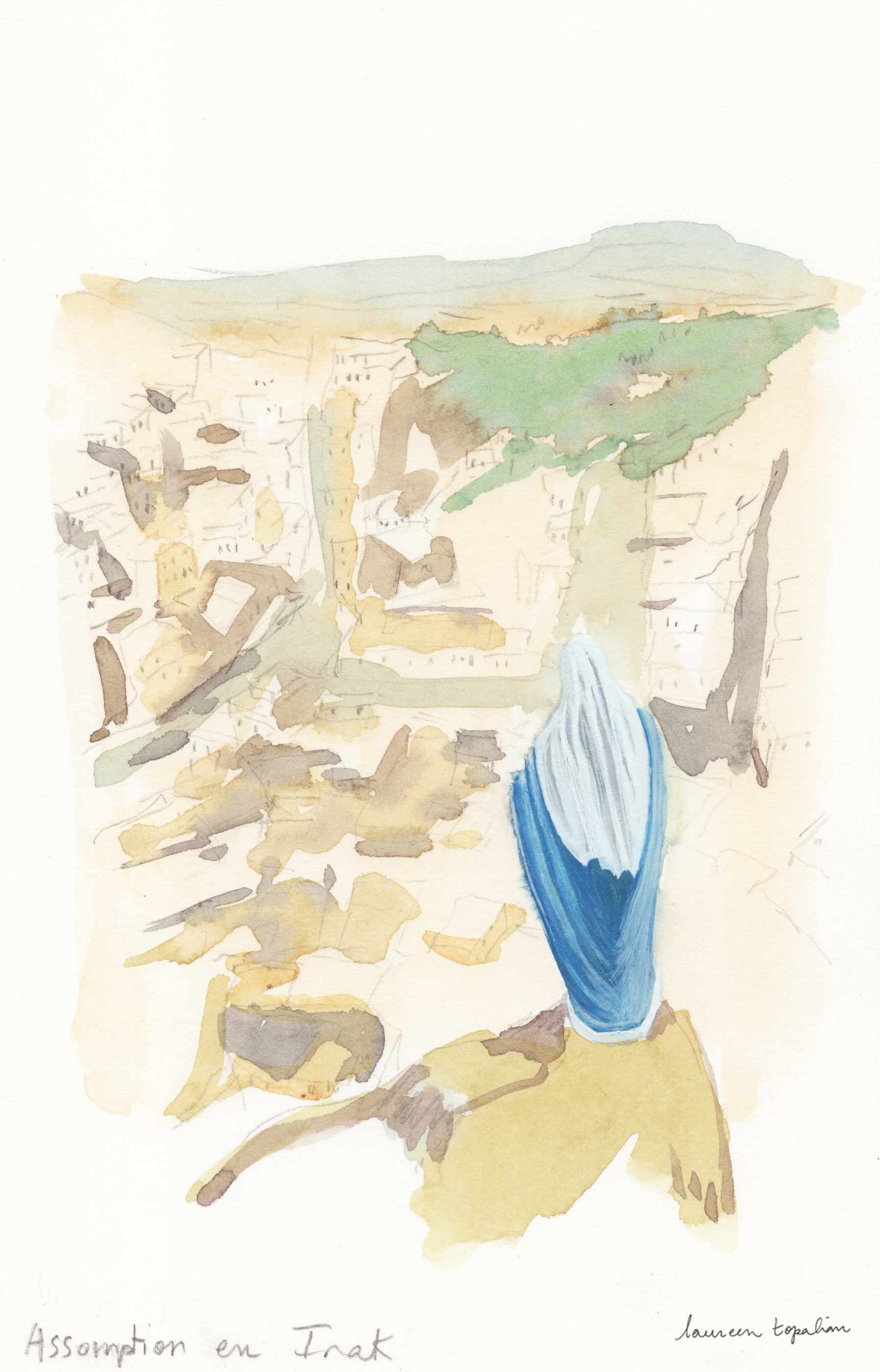 1724x2687 Virgin Mary In A Middle East Village Laureen Topalian Bensaid - Virgin Mary Watercolor
