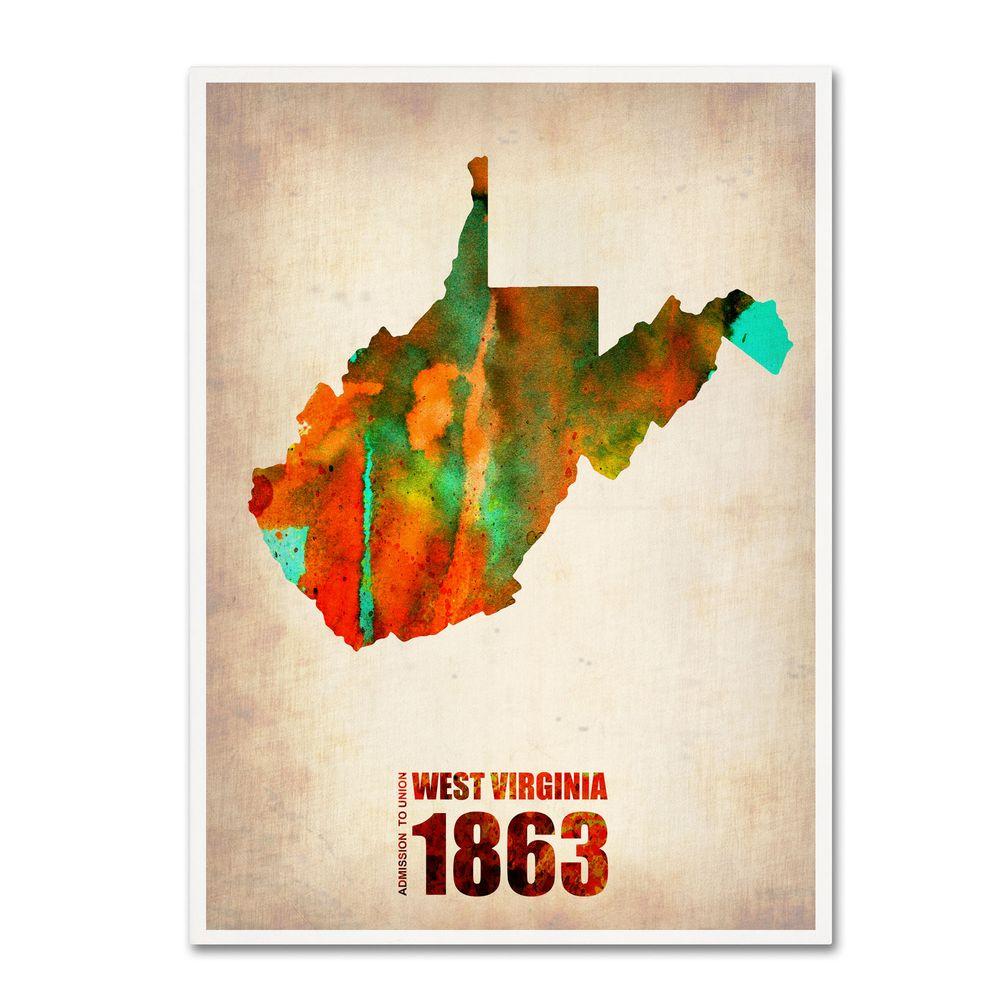 1000x1000 Trademark Fine Art 24 In. X 18 In. West Virginia Watercolor Map - Virginia Watercolor