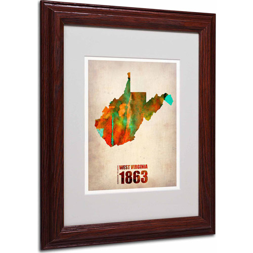500x500 Trademark Fine Art West Virginia Watercolor Map Matted Framed - Virginia Watercolor