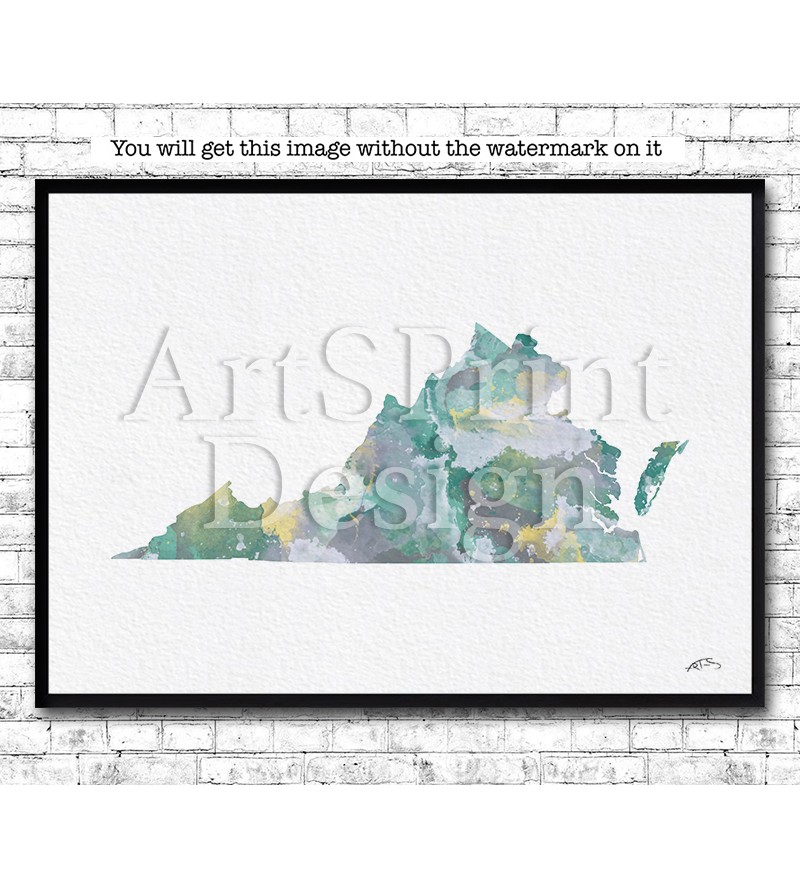 800x888 Virginia Watercolor Map Pastel - Virginia Watercolor