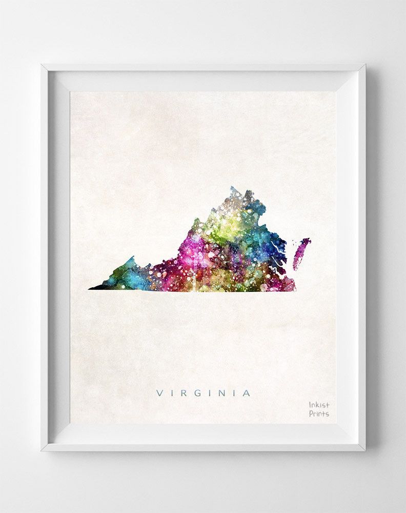 792x1000 Virginia Watercolor Map Print Watercolor Map - Virginia Watercolor