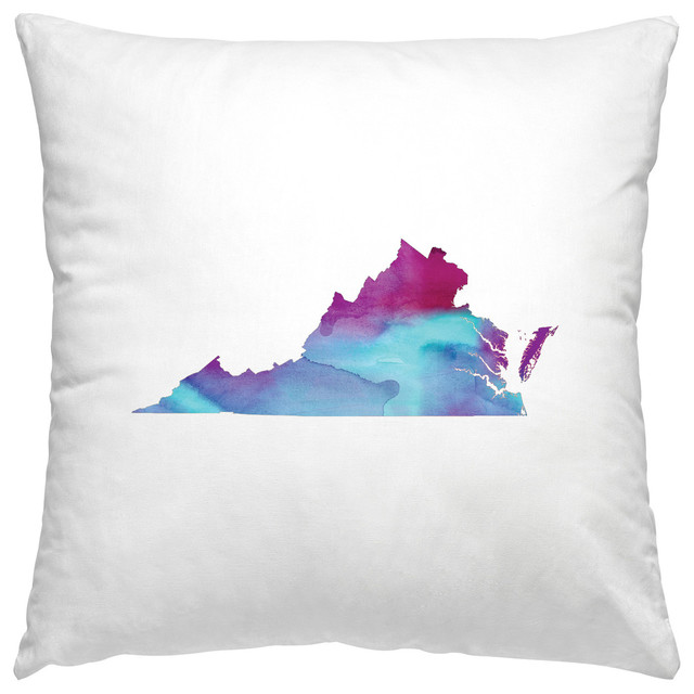 640x640 Virginia Watercolor Pillow, Purplelue - Virginia Watercolor