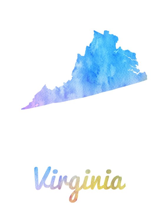 570x713 Virginia Watercolor Print Digital Download Virginia Etsy - Virginia Watercolor