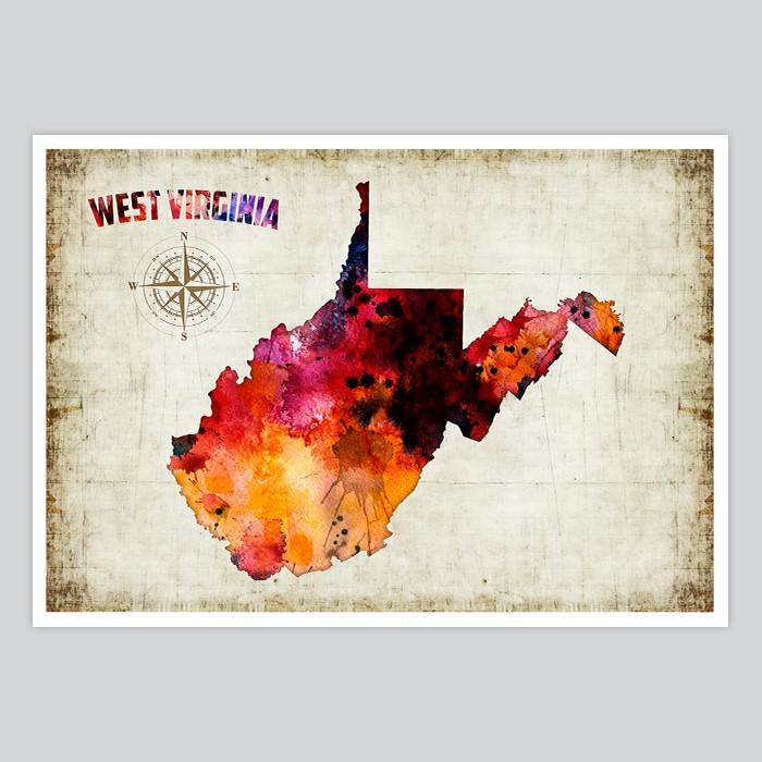 700x700 West Virginia Watercolor Print - Virginia Watercolor