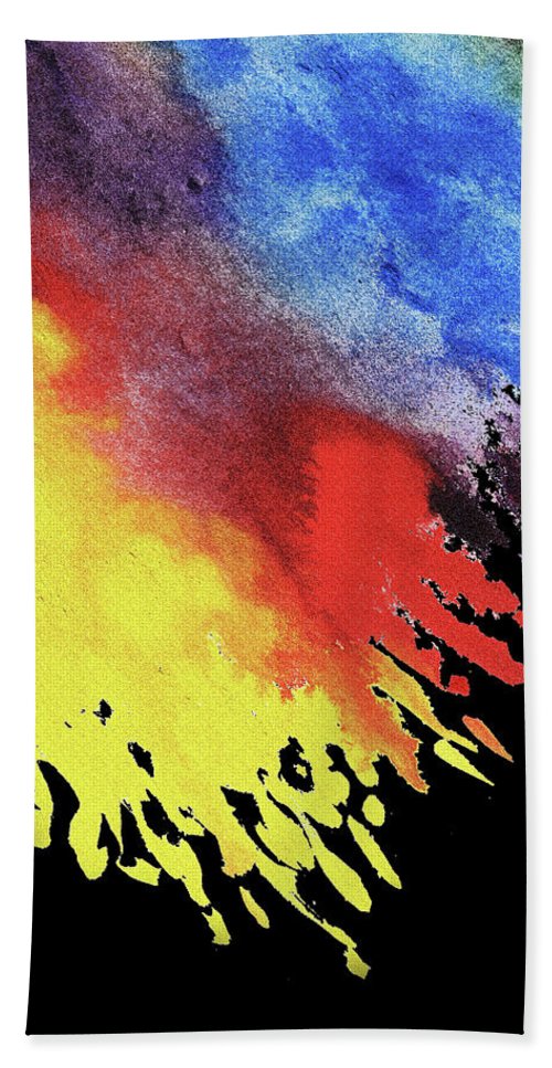 500x967 Abstract Volcano Splashes Of Lava Watercolor Beach Sheet For Sale - Volcano Watercolor