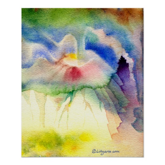 540x540 Rainbow Volcano Watercolor Poster - Volcano Watercolor