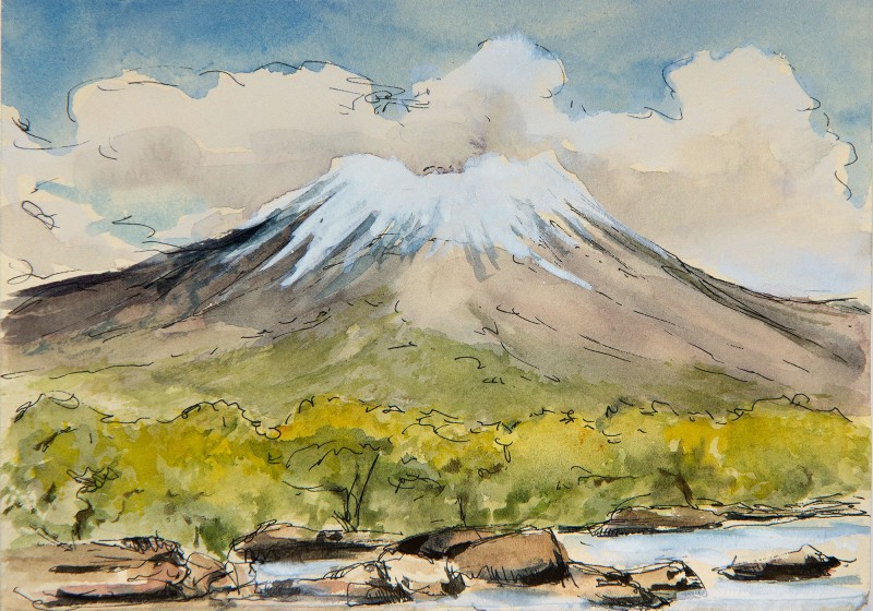800x560 Southern Patagonia By Sea Expeditionary Art - Volcano Watercolor