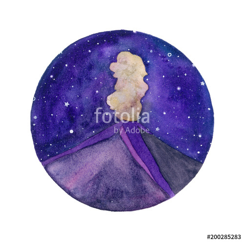 500x496 Volcano Watercolor Illustration Stock Photo And Royalty Free - Volcano Watercolor