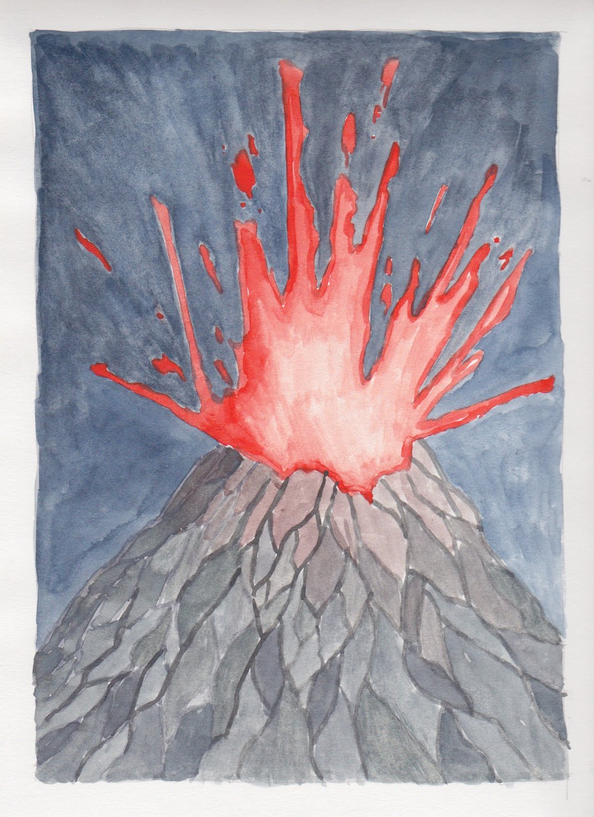 1163x1600 Andrew Cox Volcano - Volcano Watercolor