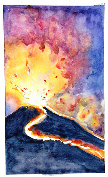348x572 April Watercolors Krystal Higgins - Volcano Watercolor
