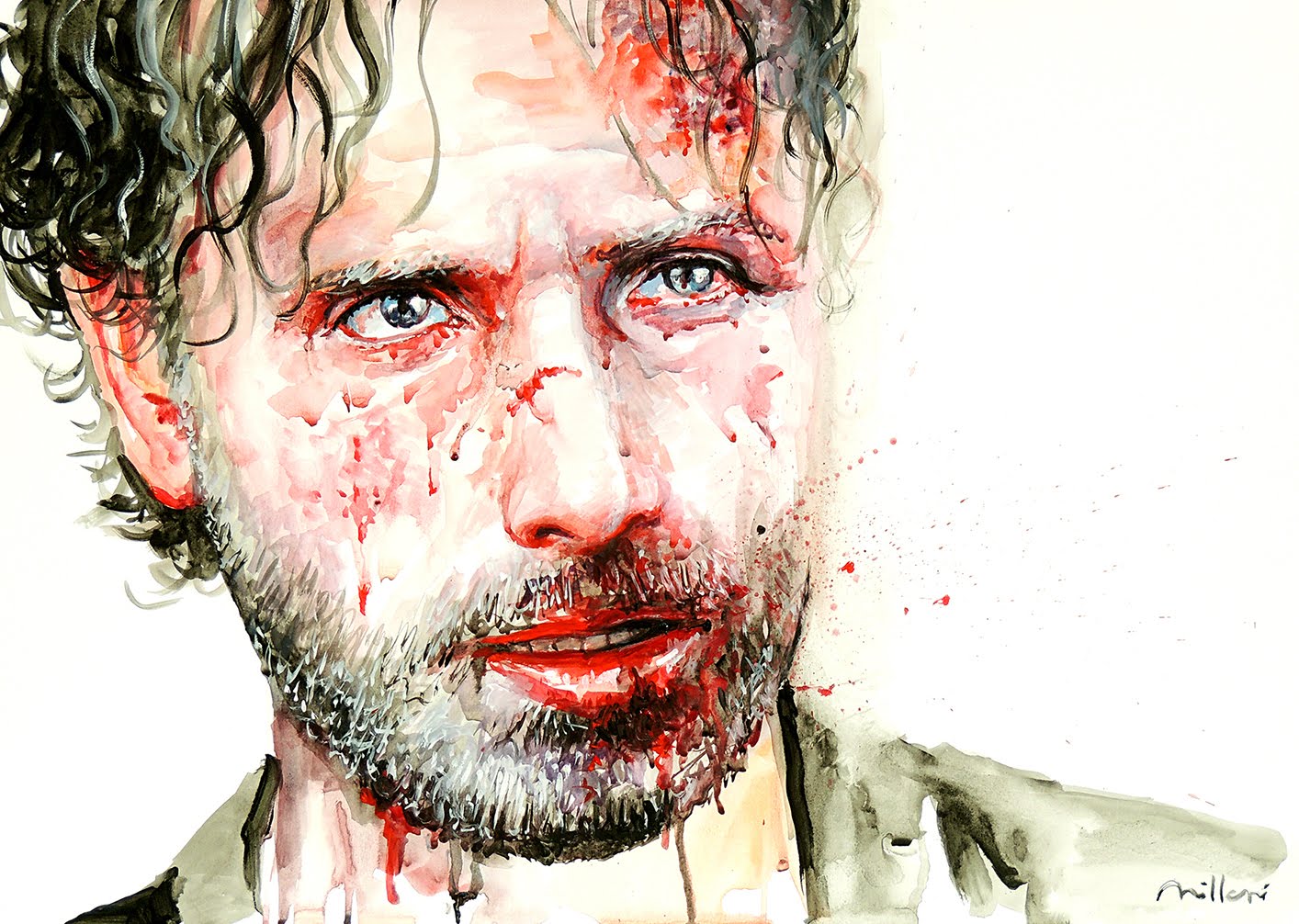 1414x1006 Rick - Walking Dead Watercolor
