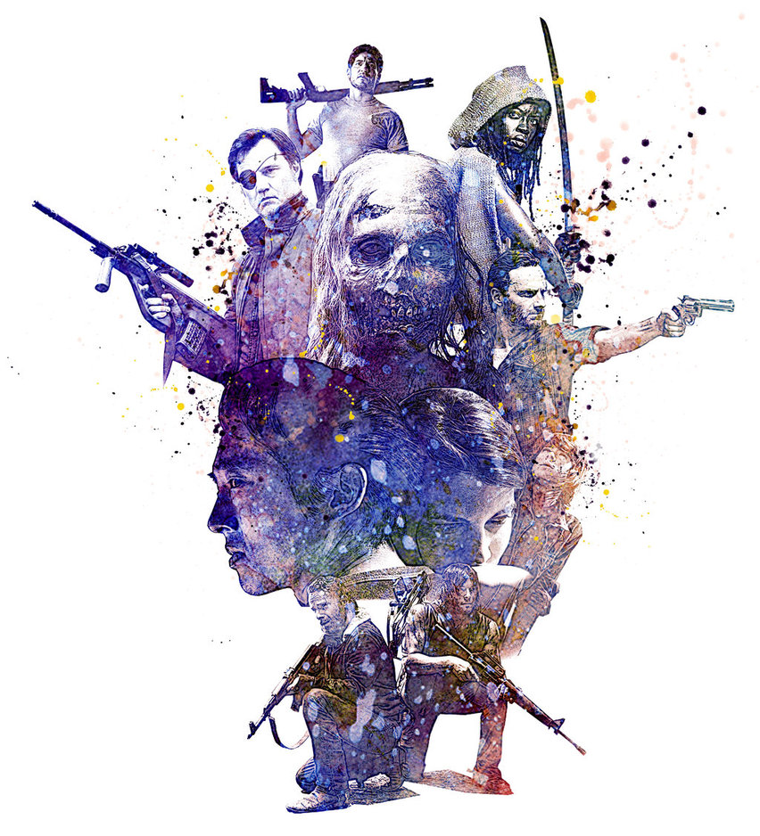 852x938 The Walking Dead Collage By Chillerofhell - Walking Dead Watercolor