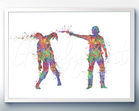 570x456 The Walking Dead Nick Zombie Poster Watercolor Art Wall Etsy - Walking Dead Watercolor