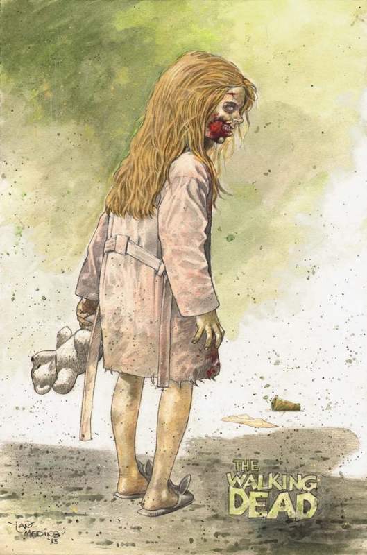 529x800 Walking Dead Illustration Little Girl Zombie Pencils Watercolor - Walking Dead Watercolor