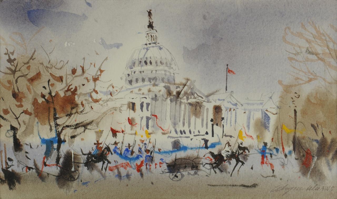 1280x755 Lot 525 Wayne Wu Watercolor, Washington Dc Parade - Washington Dc Watercolor
