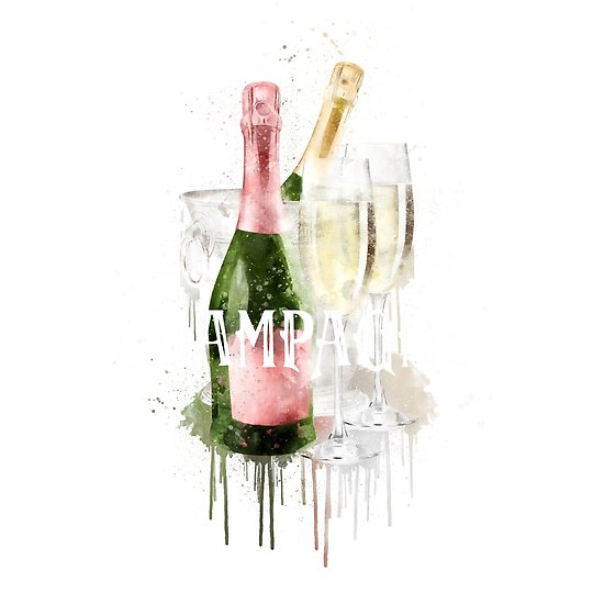 550x550 Watercolor Champagne Posters By Mariapirogova Redbubble - Water Color Champagne