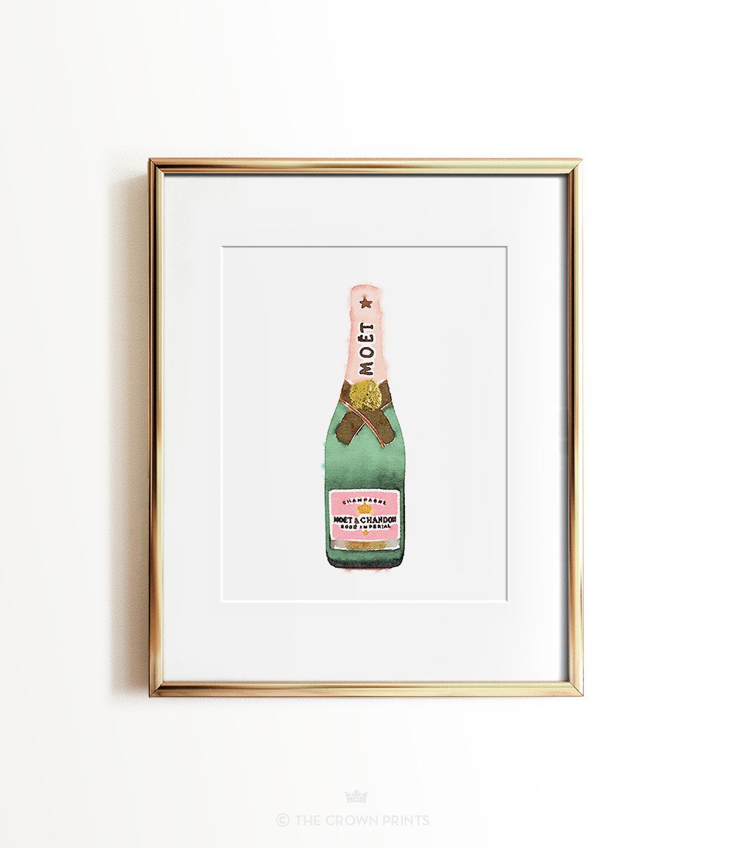 1024x1190 Watercolor Champagne Print - Water Color Champagne