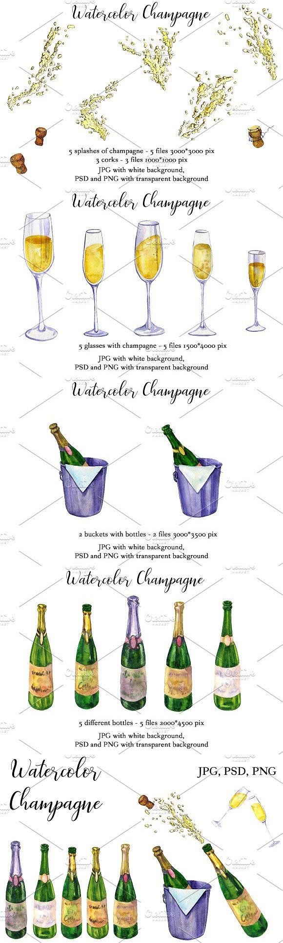 580x1930 Watercolor Champagne. Watercolor Watercolor Graphic Design - Water Color Champagne