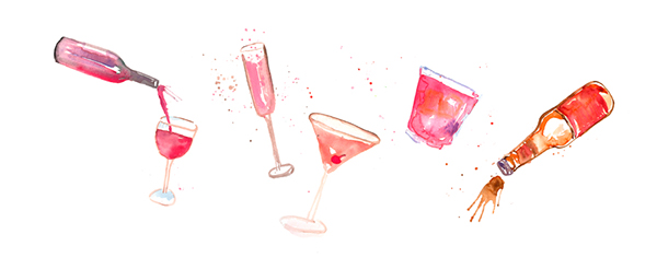 600x246 Watercolor Illustration Amp Hand Lettering On Behance - Water Color Champagne