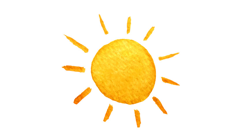 852x480 Cute Cartoon Sun Painted In Stock Footage Video (100% Royalty Free - Water Color Sun