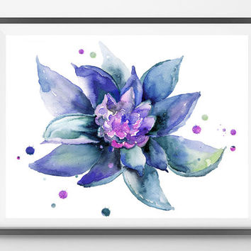 354x354 Water Lily Flower Watercolor Print, Wall From Mimiprints By - Water Lily Watercolor
