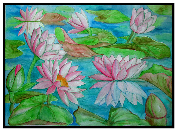 622x460 Watercolor Water Lilies Painting - Water Lily Watercolor