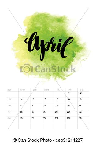 314x470 Calendar With Watercolor Paint 2016 Design. Vector Illustration - Watercolor 2016 Calendar